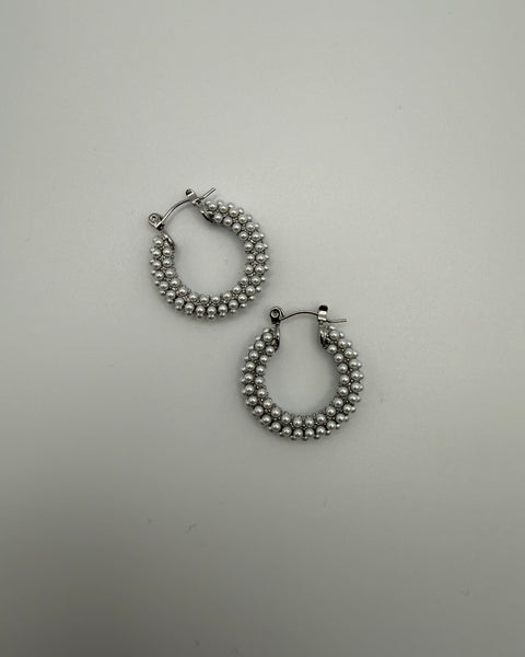 Silver Pearl Beaded Earrings - Made of Stainless Steel Material