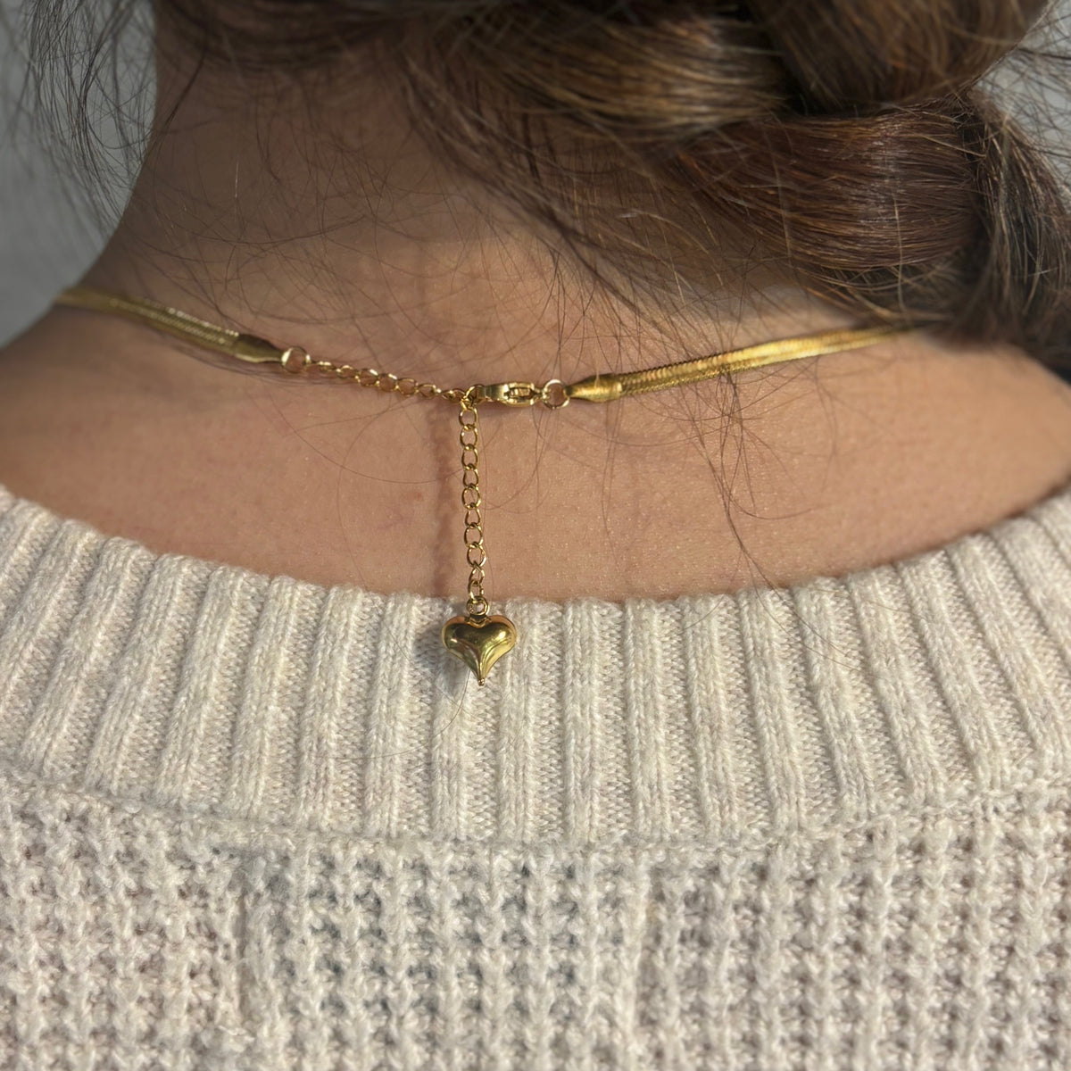 Gold Wheat Chain with Heart Extender- Made from Stainless Steel