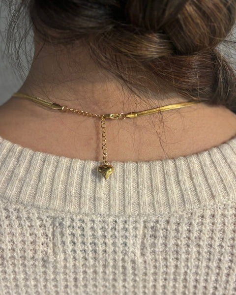 Gold Wheat Chain with Heart Extender- Made from Stainless Steel