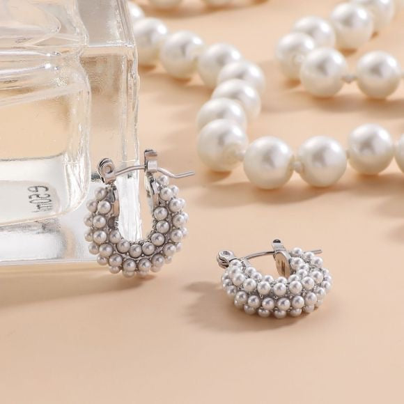 Gold Stainless Steel Beaded Earrings - Small Size