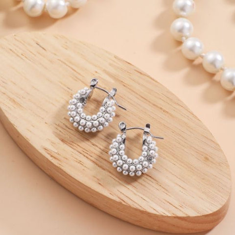 Gold Stainless Steel Beaded Earrings - Small Size