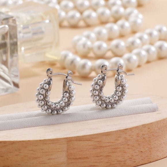 Gold Stainless Steel Beaded Earrings - Small Size