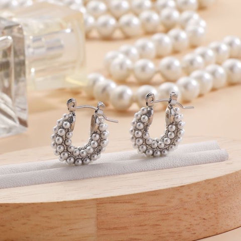 Gold Stainless Steel Beaded Earrings - Small Size
