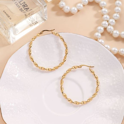 Twisted Gold Hoops