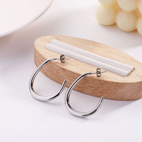 Silver Hook Hoop Earrings