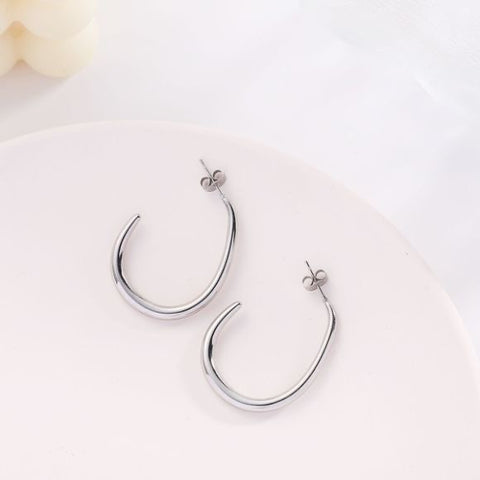 Silver Hook Hoop Earrings