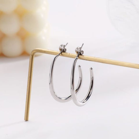 Silver Hook Hoop Earrings