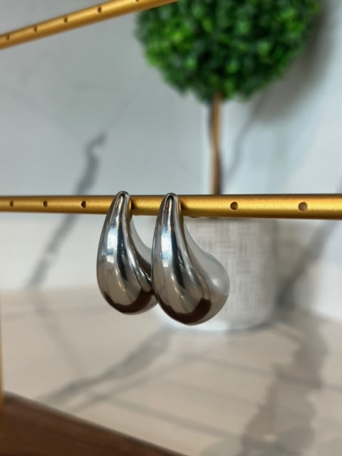 Large Silver Tear Drop Earrings