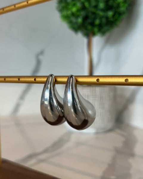 Large Silver Tear Drop Earrings