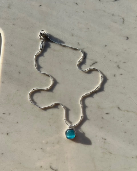 Cat Eye Oval Crystal Necklace - Stainless Steel Pendant