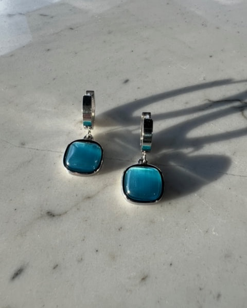 Gold Plated Cat Eye Clip Earrings- Made of Stainless Steel