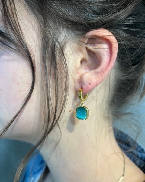 Gold Plated Cat Eye Clip Earrings- Made of Stainless Steel