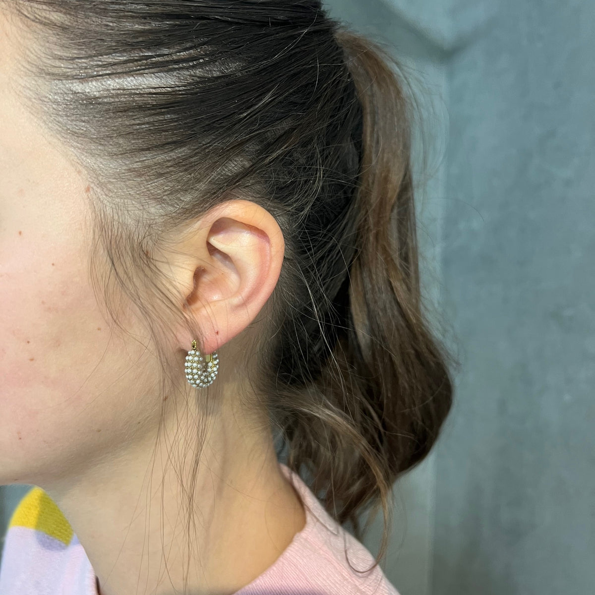 Gold Stainless Steel Beaded Earrings - Small Size