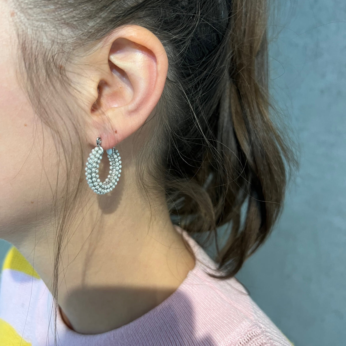 Silver Pearl Beaded Earrings - Made of Stainless Steel Material