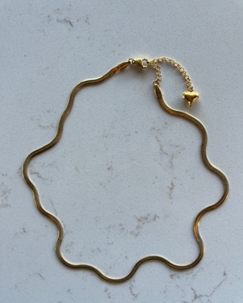 Gold Wheat Chain with Heart Extender- Made from Stainless Steel