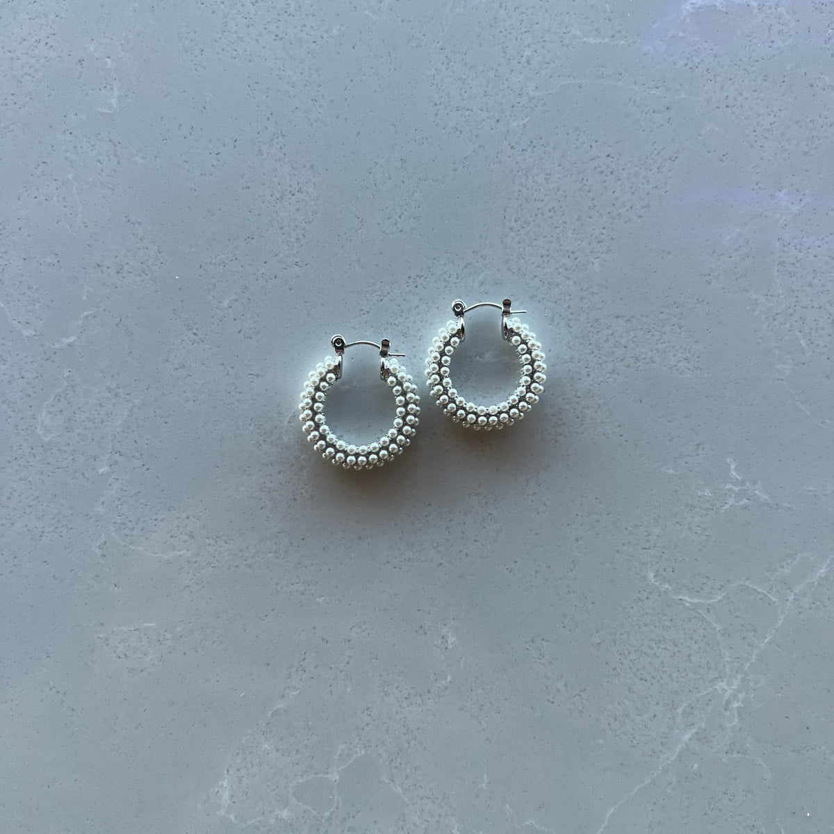 Silver Pearl Beaded Earrings - Made of Stainless Steel Material