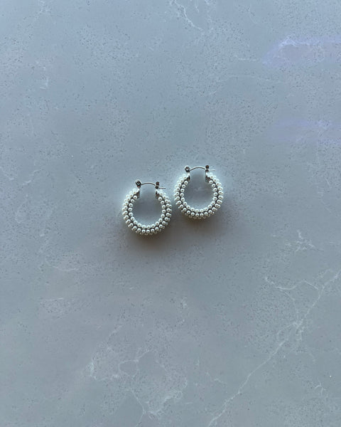 Silver Pearl Beaded Earrings - Made of Stainless Steel Material