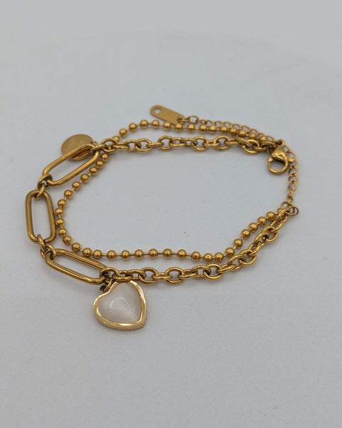 Double Stacked Heart Charm Bracelet