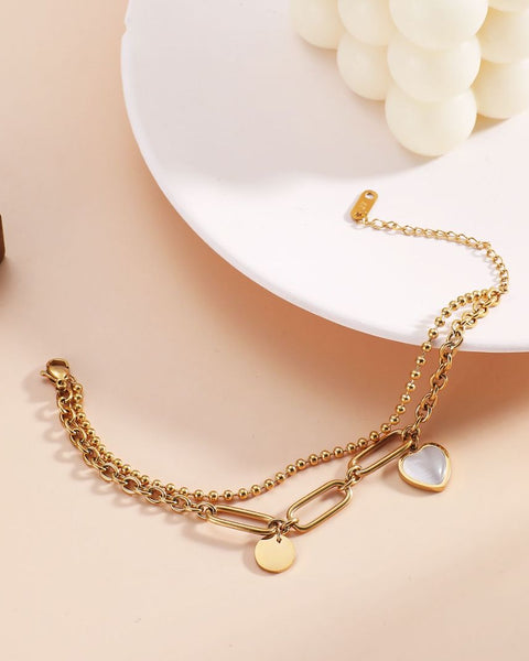 Double Stacked Heart Charm Bracelet