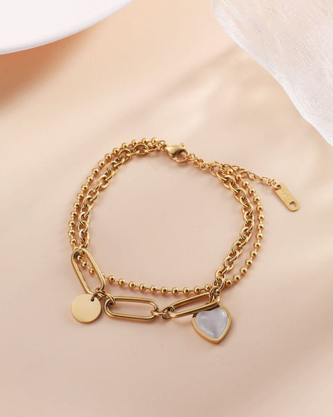 Double Stacked Heart Charm Bracelet