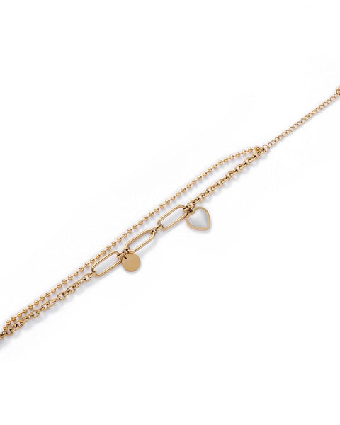 Double Stacked Heart Charm Bracelet